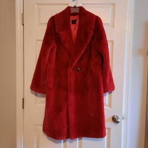 RED Faux Fur Coat ♥️ NWOT